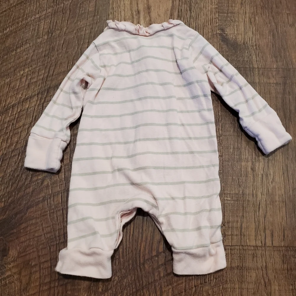 Gerber Modern Moments Cotton Baby Girl Footed Pajamas PJs Sleep Pink Ruffle NB